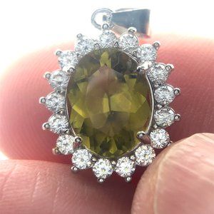 Green Tourmaline 2.65ct White Gold Finish Solid 925 Sterling Silver Pendant